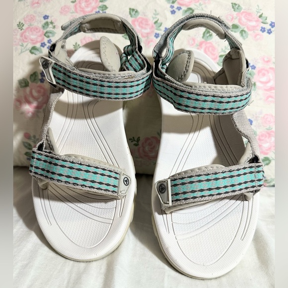 Atika Sandals - Gray and Teal Stripes hiking sandals for women size 7 - Picture 2 of 15